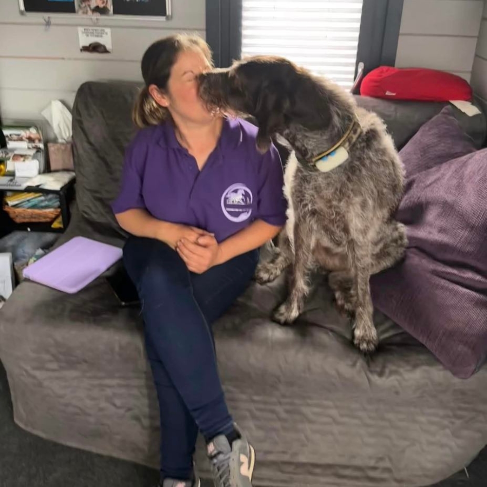 Sarah Sitting With Dog